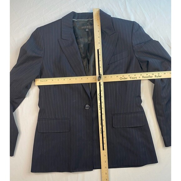 Anne Klein Suit Pinstripe Womens Suit Jacket Black Striped Size 8 Button EUC - Picture 2 of 8